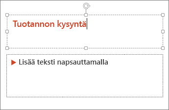 Näyttää tekstin lisäämisen tekstikenttään PowerPointissa