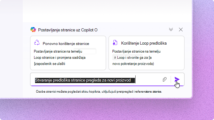 Snimka zaslona prikazuje Copilot u aplikaciji Loop kako stvara tablicu obrnutog rasporeda rada.