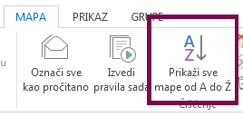Poredajte mape po abecedi klikom na Pokaži sve mape od A do Z.
