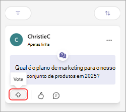 Mensagem no Teams com o botão "Votar" e uma seta para cima.