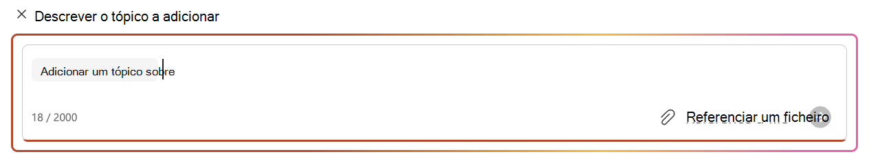 Adicionar interface de Tópico em Criar uma apresentação no Copilot para PowerPoint