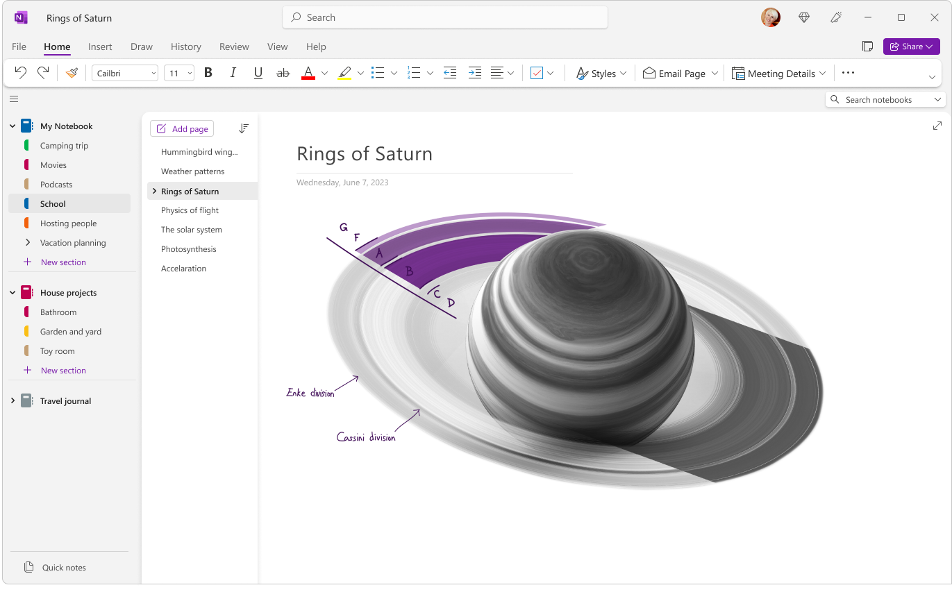 OneNote в Windows с обновленным интерфейсом
