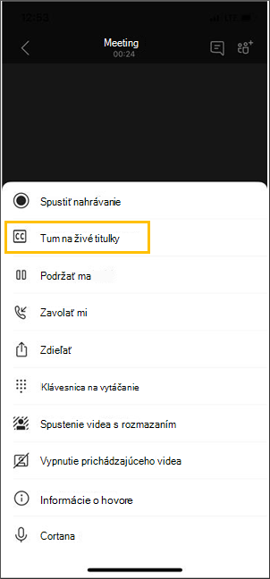 Tlačidlo na zapnutie živých titulkov