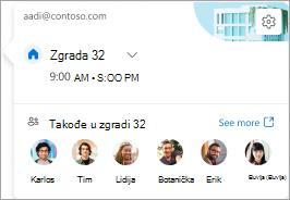 Snimak ekrana dnevne kartice koji prikazuje ko još radi na toj lokaciji