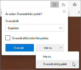 Välj Översätt aldrig
