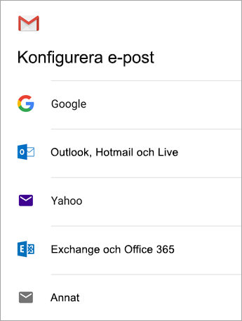 Välj Exchange